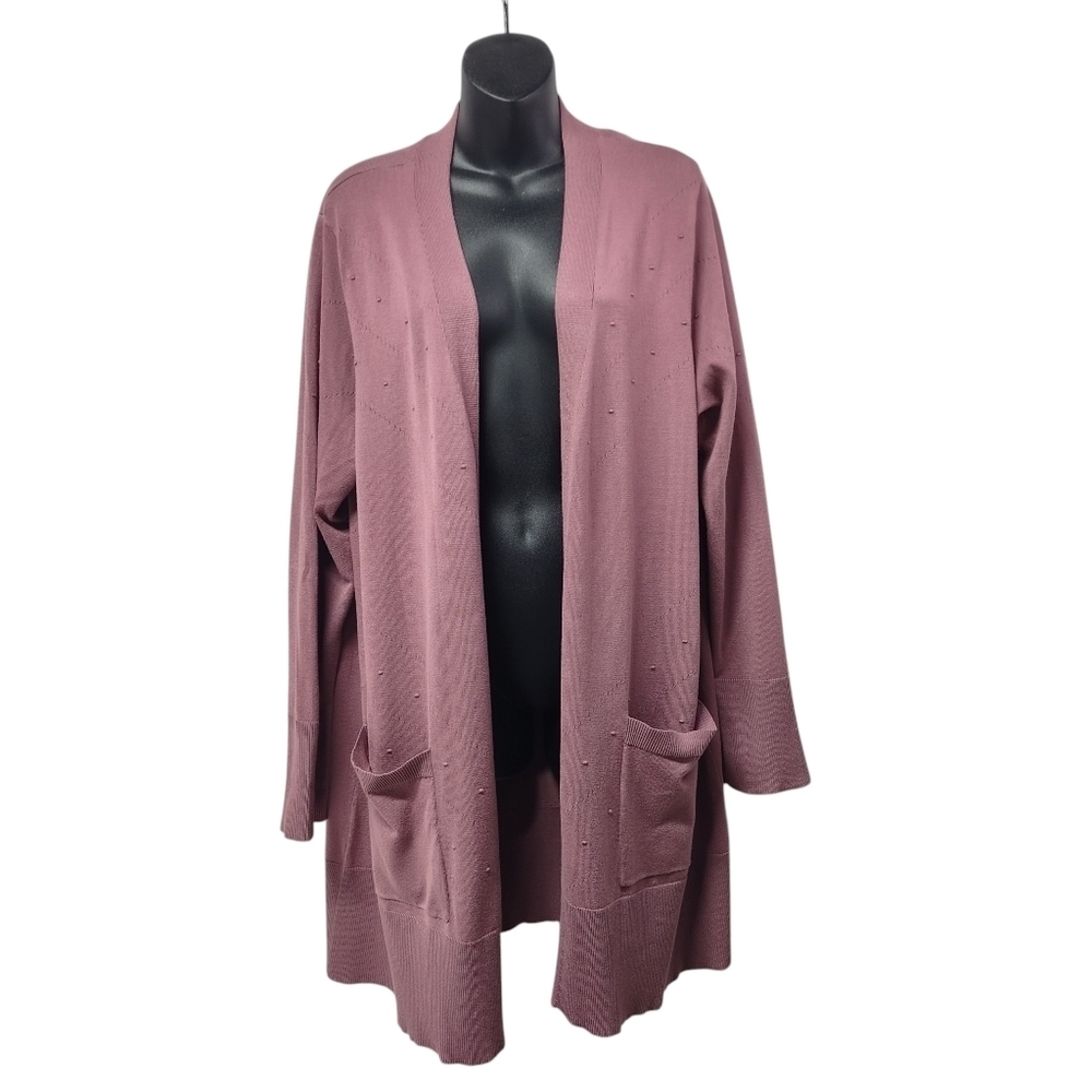 Lety & Me Women's Mauve Open Front Long Sleeve Sweater Cardigan Size 2X